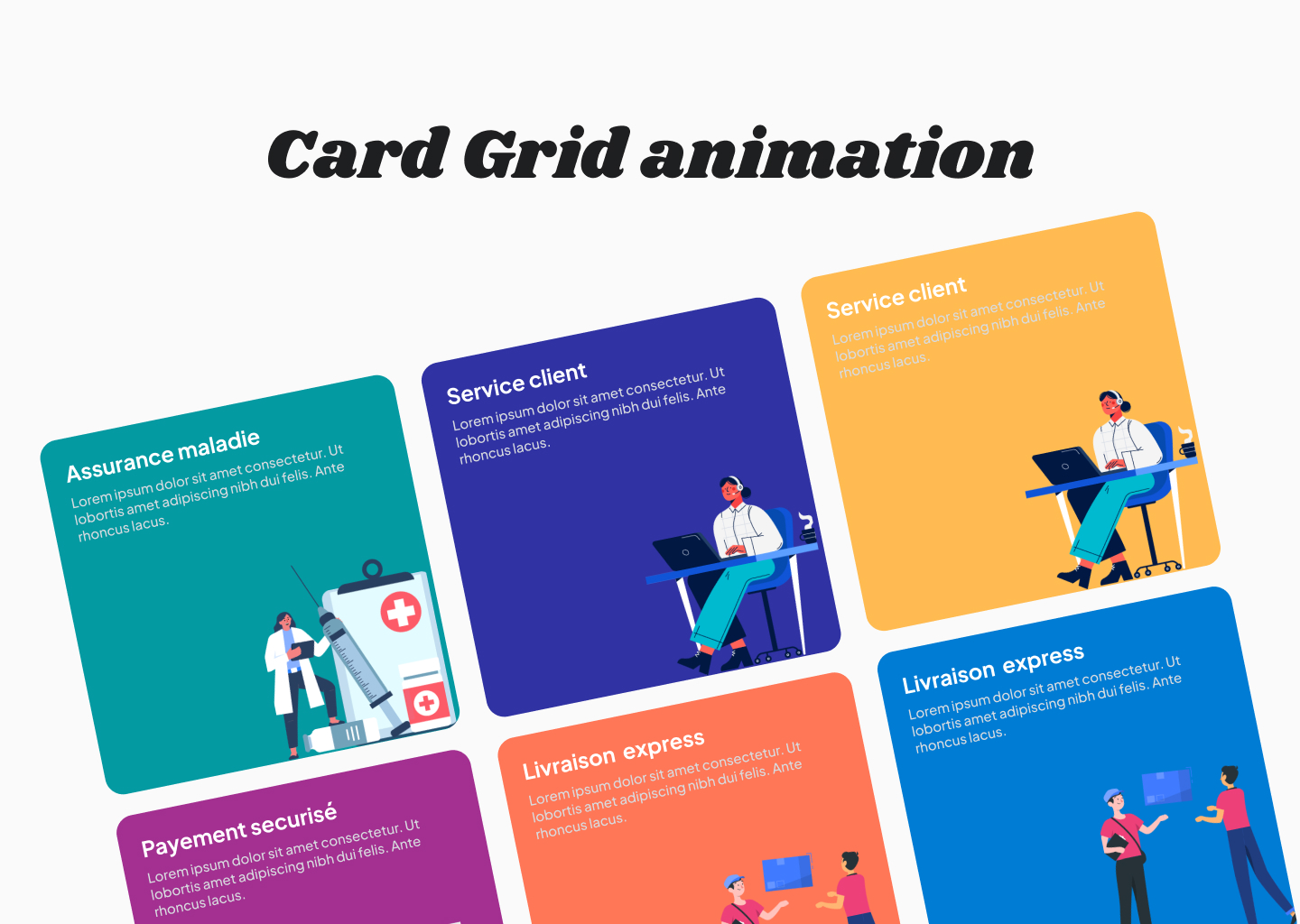 cover card grid animation